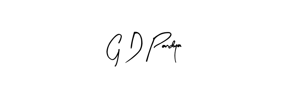 Arty Signature is a professional signature style that is perfect for those who want to add a touch of class to their signature. It is also a great choice for those who want to make their signature more unique. Get G D Pandya name to fancy signature for free. G D Pandya signature style 8 images and pictures png