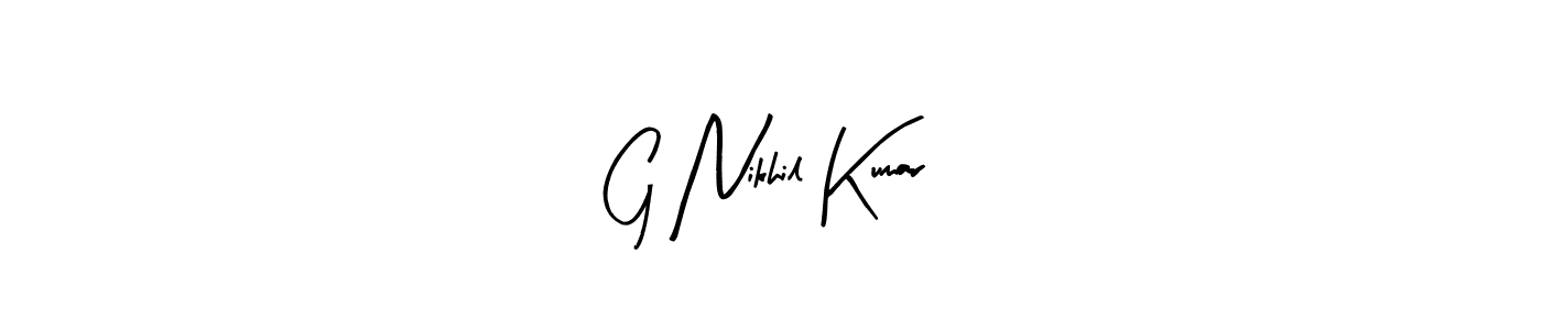 Create a beautiful signature design for name G Nikhil Kumar. With this signature (Arty Signature) fonts, you can make a handwritten signature for free. G Nikhil Kumar signature style 8 images and pictures png
