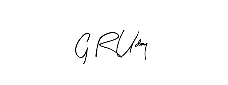 How to make G R Uday name signature. Use Arty Signature style for creating short signs online. This is the latest handwritten sign. G R Uday signature style 8 images and pictures png