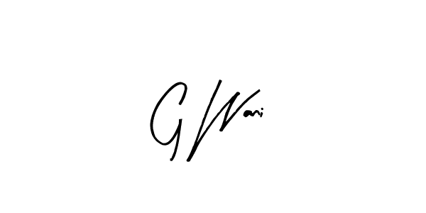 Similarly Arty Signature is the best handwritten signature design. Signature creator online .You can use it as an online autograph creator for name G Wani. G Wani signature style 8 images and pictures png