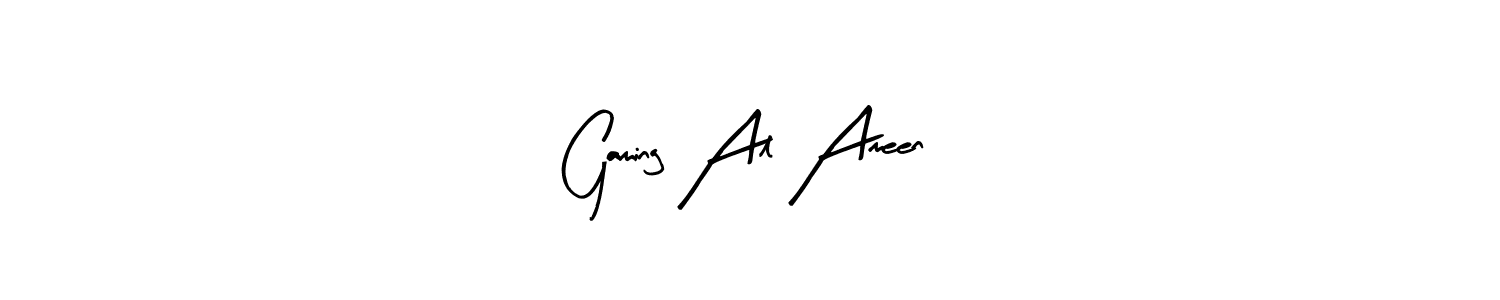 Make a beautiful signature design for name Gaming Al Ameen. With this signature (Arty Signature) style, you can create a handwritten signature for free. Gaming Al Ameen signature style 8 images and pictures png