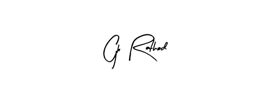 The best way (Arty Signature) to make a short signature is to pick only two or three words in your name. The name Gk Rathod include a total of six letters. For converting this name. Gk Rathod signature style 8 images and pictures png