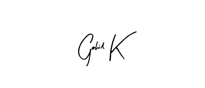Create a beautiful signature design for name Gohil K. With this signature (Arty Signature) fonts, you can make a handwritten signature for free. Gohil K signature style 8 images and pictures png