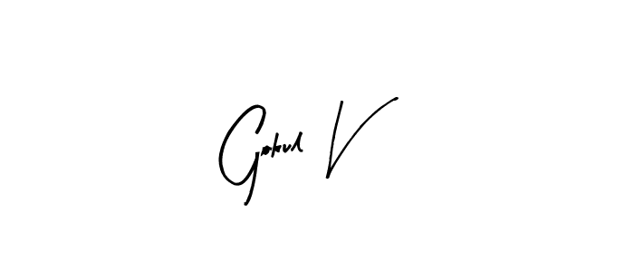 Gokul V stylish signature style. Best Handwritten Sign (Arty Signature) for my name. Handwritten Signature Collection Ideas for my name Gokul V. Gokul V signature style 8 images and pictures png