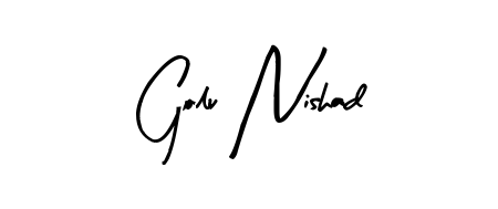 A modern signature idea for name Golu Nishad using Arty Signature font. Clean strokes and elegant curves make it stand out instantly. Golu Nishad signature style 8 images and pictures png