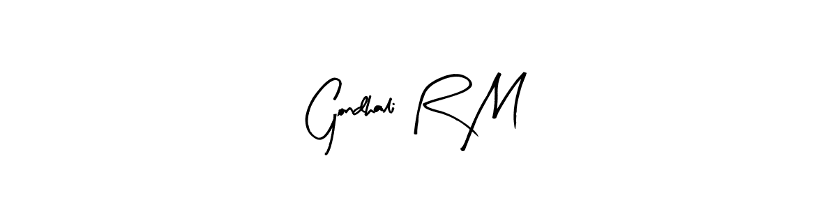 How to make Gondhali R M name signature. Use Arty Signature style for creating short signs online. This is the latest handwritten sign. Gondhali R M signature style 8 images and pictures png