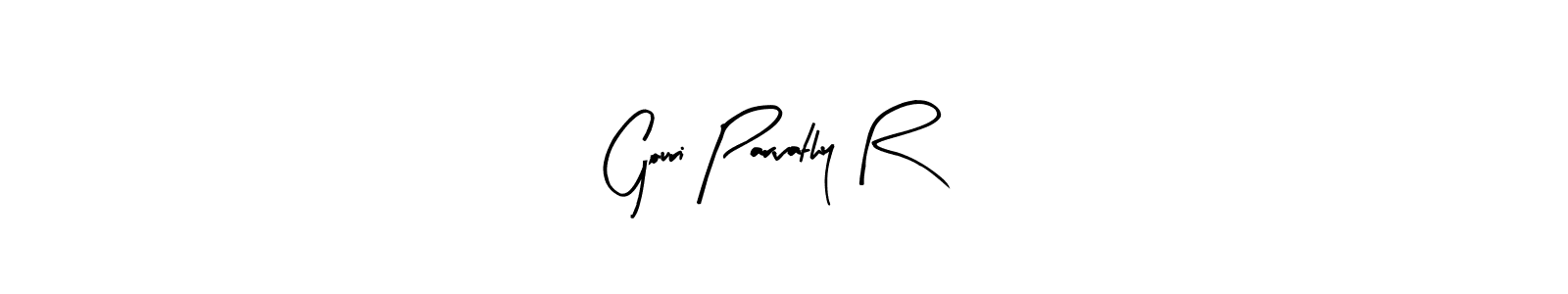 How to make Gouri Parvathy R name signature. Use Arty Signature style for creating short signs online. This is the latest handwritten sign. Gouri Parvathy R signature style 8 images and pictures png