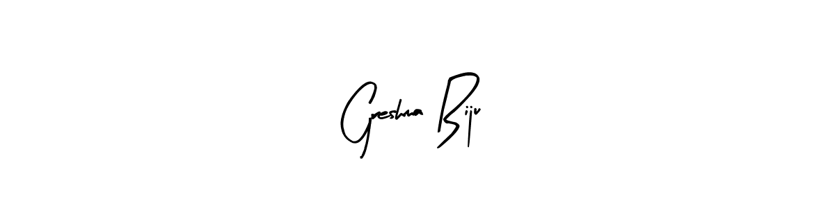 Use a signature maker to create a handwritten signature online. With this signature software, you can design (Arty Signature) your own signature for name Greshma Biju. Greshma Biju signature style 8 images and pictures png