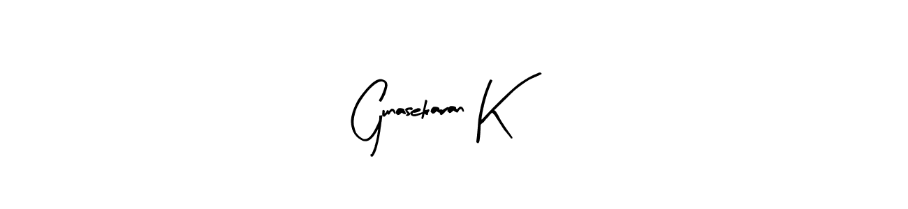 The best way (Arty Signature) to make a short signature is to pick only two or three words in your name. The name Gunasekaran K include a total of six letters. For converting this name. Gunasekaran K signature style 8 images and pictures png