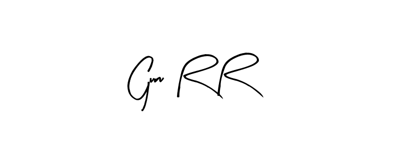 How to make Guru R R name signature. Use Arty Signature style for creating short signs online. This is the latest handwritten sign. Guru R R signature style 8 images and pictures png