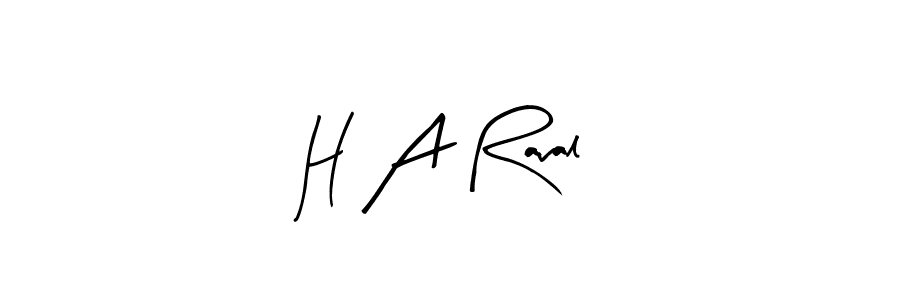 How to make H A Raval name signature. Use Arty Signature style for creating short signs online. This is the latest handwritten sign. H A Raval signature style 8 images and pictures png