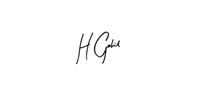 Use a signature maker to create a handwritten signature online. With this signature software, you can design (Arty Signature) your own signature for name H Gohil. H Gohil signature style 8 images and pictures png