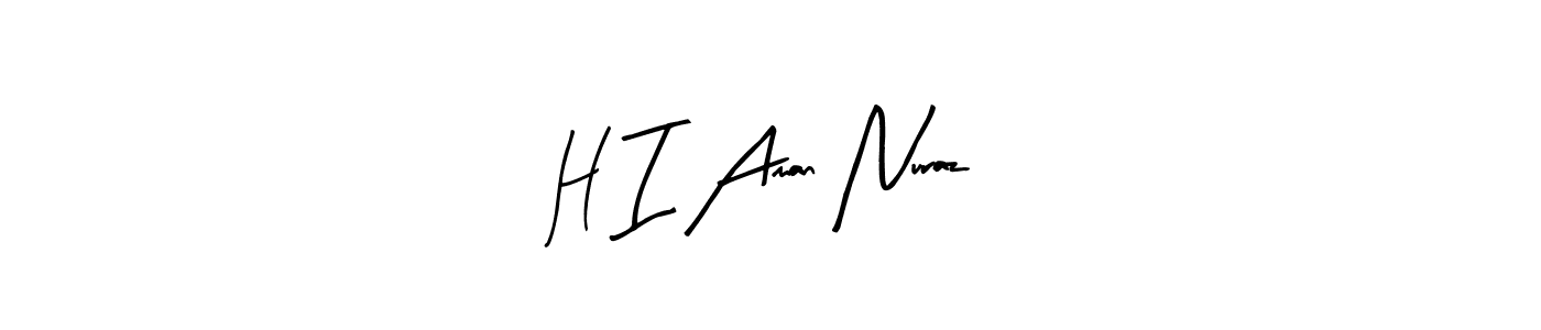 Arty Signature is a professional signature style that is perfect for those who want to add a touch of class to their signature. It is also a great choice for those who want to make their signature more unique. Get H I Aman Nuraz name to fancy signature for free. H I Aman Nuraz signature style 8 images and pictures png