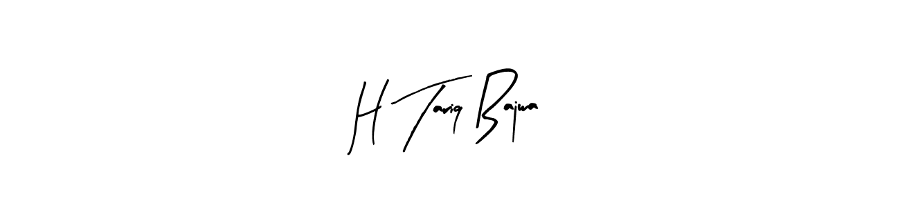 How to make H Tariq Bajwa name signature. Use Arty Signature style for creating short signs online. This is the latest handwritten sign. H Tariq Bajwa signature style 8 images and pictures png
