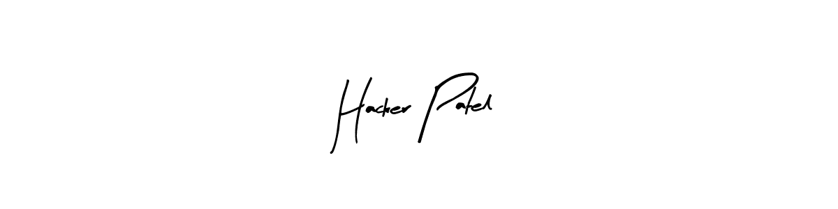 Similarly Arty Signature is the best handwritten signature design. Signature creator online .You can use it as an online autograph creator for name Hacker Patel. Hacker Patel signature style 8 images and pictures png