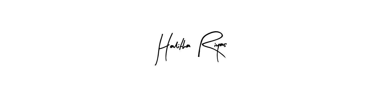 Similarly Arty Signature is the best handwritten signature design. Signature creator online .You can use it as an online autograph creator for name Halitha Riyas. Halitha Riyas signature style 8 images and pictures png