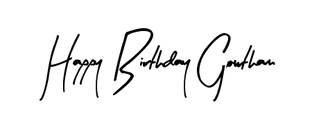 Practice writing Happy Birthday Gowtham with the flow of Arty Signature lettering. A fantastic source of inspiration for developing your personal signature style. Happy Birthday Gowtham signature style 8 images and pictures png