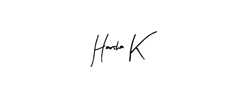 How to make Harsha K name signature. Use Arty Signature style for creating short signs online. This is the latest handwritten sign. Harsha K signature style 8 images and pictures png