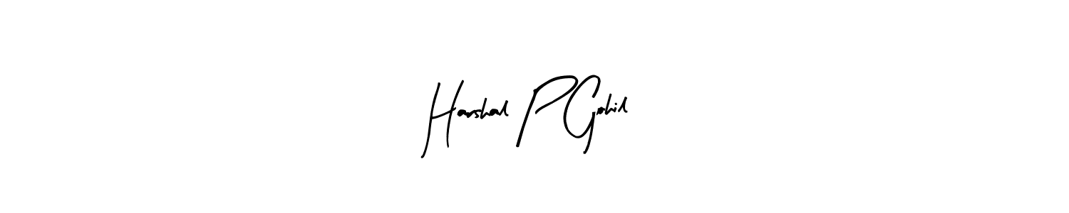 How to make Harshal P Gohil name signature. Use Arty Signature style for creating short signs online. This is the latest handwritten sign. Harshal P Gohil signature style 8 images and pictures png