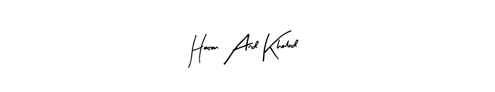 Arty Signature is a professional signature style that is perfect for those who want to add a touch of class to their signature. It is also a great choice for those who want to make their signature more unique. Get Hasan And Kholud name to fancy signature for free. Hasan And Kholud signature style 8 images and pictures png