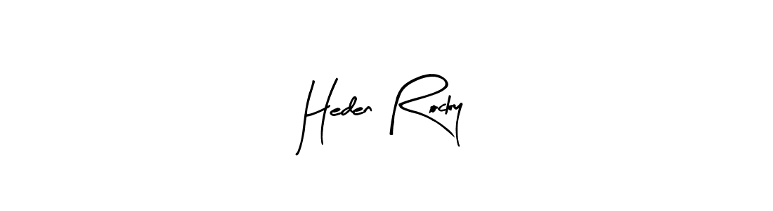 Similarly Arty Signature is the best handwritten signature design. Signature creator online .You can use it as an online autograph creator for name Heden Rocky. Heden Rocky signature style 8 images and pictures png