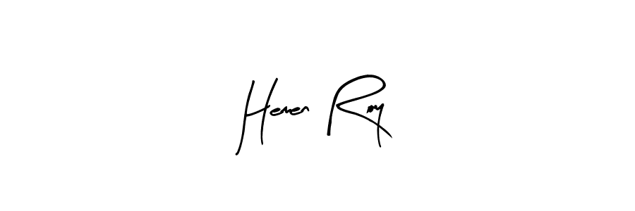 Arty Signature is a professional signature style that is perfect for those who want to add a touch of class to their signature. It is also a great choice for those who want to make their signature more unique. Get Hemen Roy name to fancy signature for free. Hemen Roy signature style 8 images and pictures png