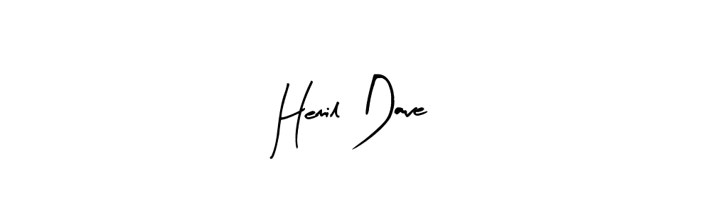 How to make Hemil Dave name signature. Use Arty Signature style for creating short signs online. This is the latest handwritten sign. Hemil Dave signature style 8 images and pictures png