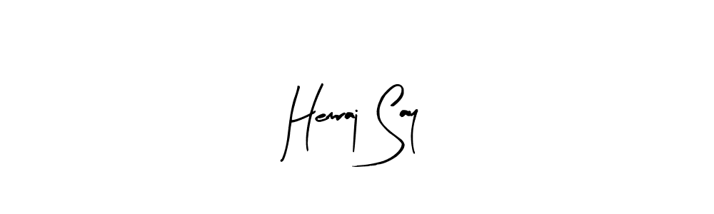 The best way (Arty Signature) to make a short signature is to pick only two or three words in your name. The name Hemraj Say include a total of six letters. For converting this name. Hemraj Say signature style 8 images and pictures png
