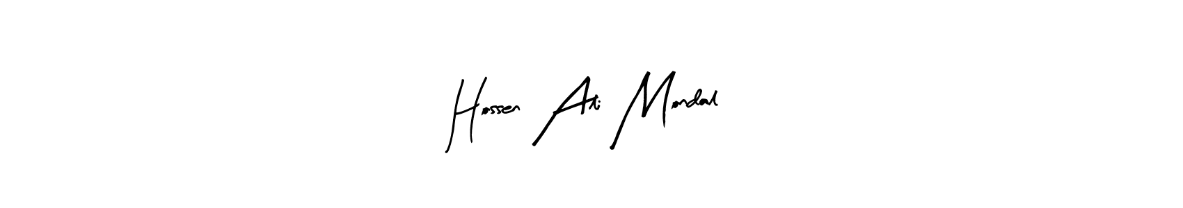 Use a signature maker to create a handwritten signature online. With this signature software, you can design (Arty Signature) your own signature for name Hossen Ali Mondal. Hossen Ali Mondal signature style 8 images and pictures png