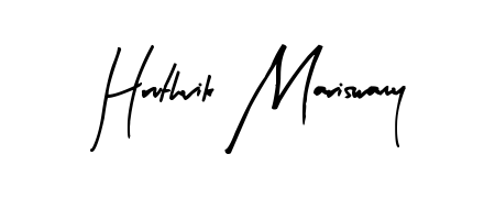 The Arty Signature typeface gives name Hruthvik Mariswamy a refined look. Suitable for certificates, diplomas, and official verification. Hruthvik Mariswamy signature style 8 images and pictures png