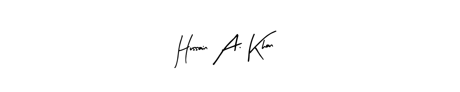 Make a beautiful signature design for name Hussain A. Khan. With this signature (Arty Signature) style, you can create a handwritten signature for free. Hussain A. Khan signature style 8 images and pictures png