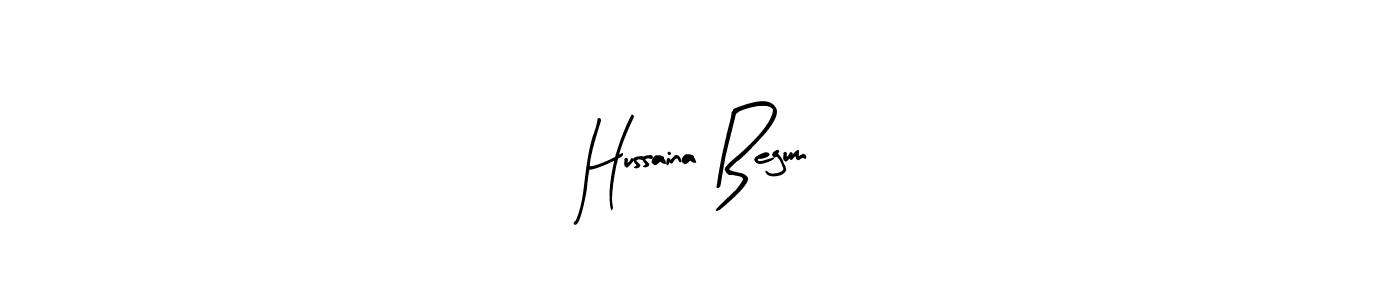 Arty Signature is a professional signature style that is perfect for those who want to add a touch of class to their signature. It is also a great choice for those who want to make their signature more unique. Get Hussaina Begum name to fancy signature for free. Hussaina Begum signature style 8 images and pictures png