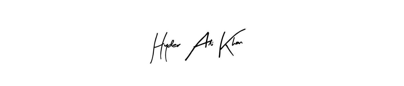 Arty Signature is a professional signature style that is perfect for those who want to add a touch of class to their signature. It is also a great choice for those who want to make their signature more unique. Get Hyder Ali Khan name to fancy signature for free. Hyder Ali Khan signature style 8 images and pictures png