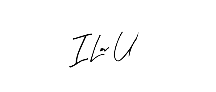 Make a beautiful signature design for name I Lov U. With this signature (Arty Signature) style, you can create a handwritten signature for free. I Lov U signature style 8 images and pictures png