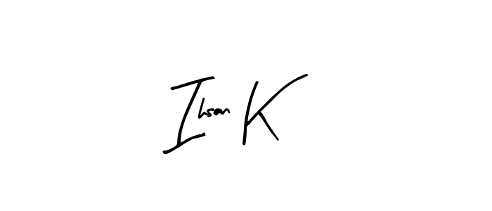 Also You can easily find your signature by using the search form. We will create Ihsan K name handwritten signature images for you free of cost using Arty Signature sign style. Ihsan K signature style 8 images and pictures png