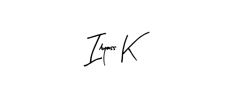 How to make Ilyass K name signature. Use Arty Signature style for creating short signs online. This is the latest handwritten sign. Ilyass K signature style 8 images and pictures png