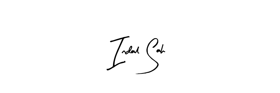 Indal Sah stylish signature style. Best Handwritten Sign (Arty Signature) for my name. Handwritten Signature Collection Ideas for my name Indal Sah. Indal Sah signature style 8 images and pictures png