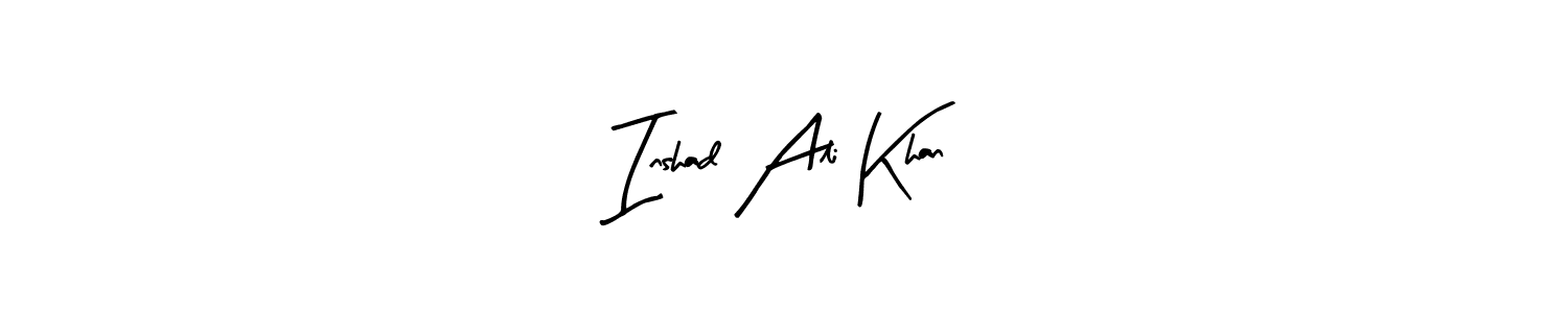 Arty Signature is a professional signature style that is perfect for those who want to add a touch of class to their signature. It is also a great choice for those who want to make their signature more unique. Get Inshad Ali Khan name to fancy signature for free. Inshad Ali Khan signature style 8 images and pictures png