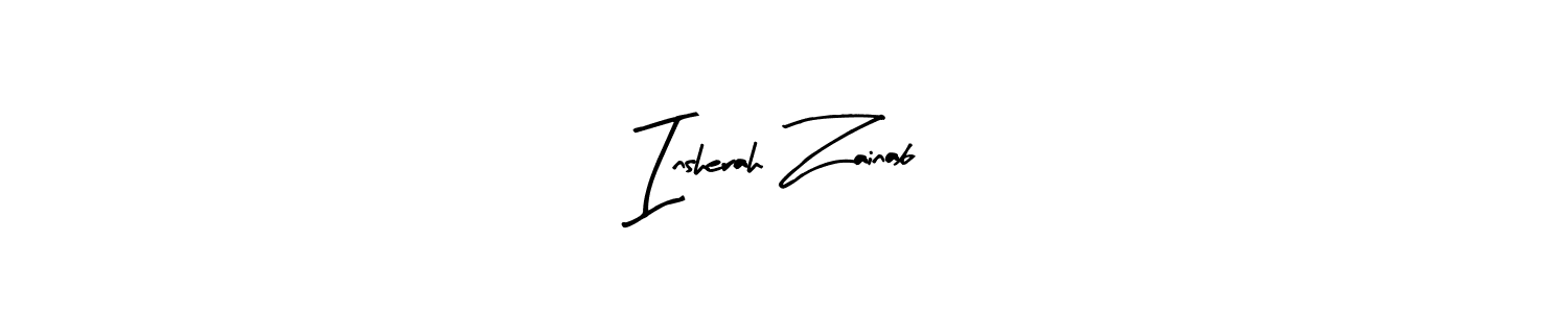 Use a signature maker to create a handwritten signature online. With this signature software, you can design (Arty Signature) your own signature for name Insherah Zainab. Insherah Zainab signature style 8 images and pictures png