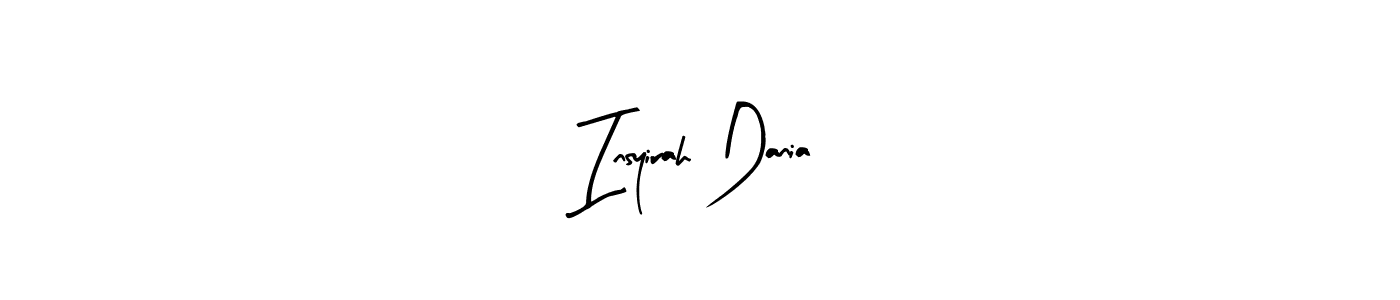 Create a beautiful signature design for name Insyirah Dania. With this signature (Arty Signature) fonts, you can make a handwritten signature for free. Insyirah Dania signature style 8 images and pictures png