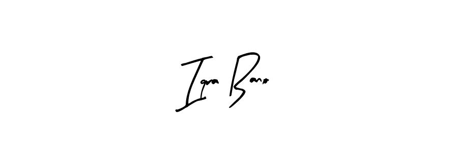 Arty Signature is a professional signature style that is perfect for those who want to add a touch of class to their signature. It is also a great choice for those who want to make their signature more unique. Get Iqra Bano name to fancy signature for free. Iqra Bano signature style 8 images and pictures png