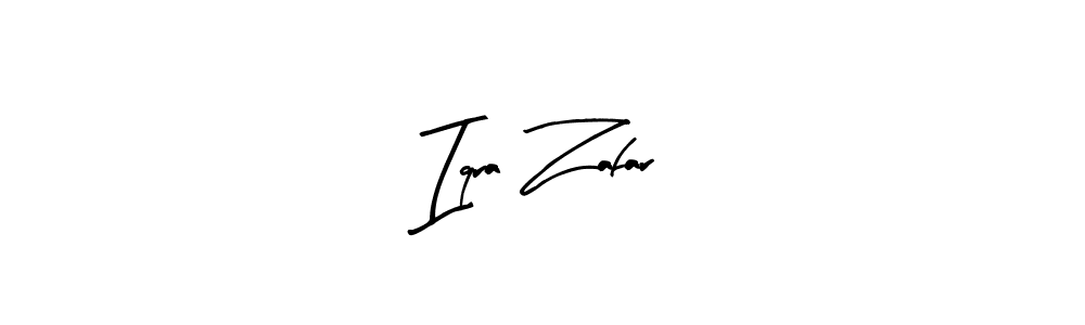 Arty Signature is a professional signature style that is perfect for those who want to add a touch of class to their signature. It is also a great choice for those who want to make their signature more unique. Get Iqra Zafar name to fancy signature for free. Iqra Zafar signature style 8 images and pictures png