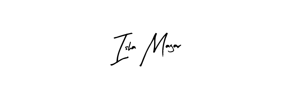 Similarly Arty Signature is the best handwritten signature design. Signature creator online .You can use it as an online autograph creator for name Isha Magar. Isha Magar signature style 8 images and pictures png