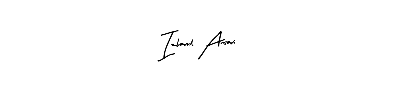 How to make Izharul Ansari name signature. Use Arty Signature style for creating short signs online. This is the latest handwritten sign. Izharul Ansari signature style 8 images and pictures png
