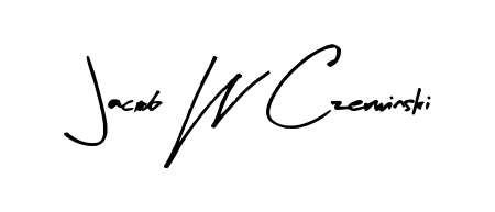 Jacob W Czerwinski stylish signature style. Best Handwritten Sign (Arty Signature) for my name. Handwritten Signature Collection Ideas for my name Jacob W Czerwinski. Jacob W Czerwinski signature style 8 images and pictures png