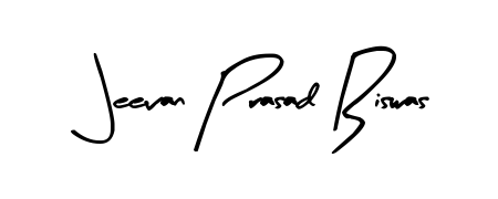 A sleek calligraphic signature for name Jeevan Prasad Biswas utilizing Arty Signature styling. Great for adding personal signatures to photos and art. Jeevan Prasad Biswas signature style 8 images and pictures png