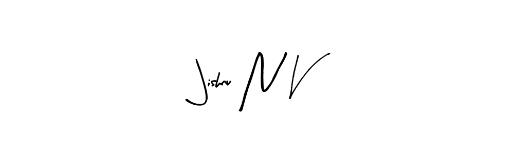 Make a beautiful signature design for name Jishnu N V. With this signature (Arty Signature) style, you can create a handwritten signature for free. Jishnu N V signature style 8 images and pictures png