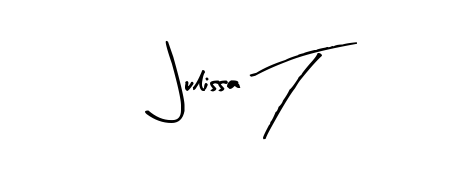 Try this chic Julissa T handwritten sign style. Using Arty Signature font elements, it gives your name a sleek, memorable identity. Julissa T signature style 8 images and pictures png