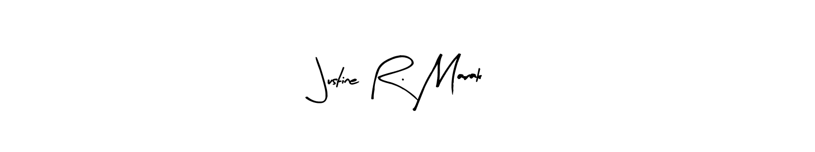 How to make Justine R. Marak name signature. Use Arty Signature style for creating short signs online. This is the latest handwritten sign. Justine R. Marak signature style 8 images and pictures png