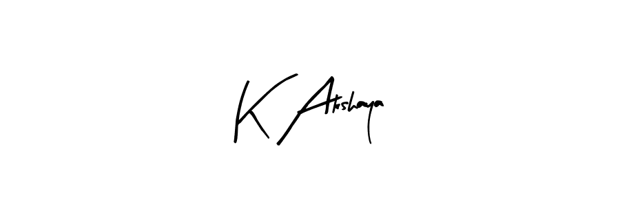 It looks lik you need a new signature style for name K Akshaya. Design unique handwritten (Arty Signature) signature with our free signature maker in just a few clicks. K Akshaya signature style 8 images and pictures png